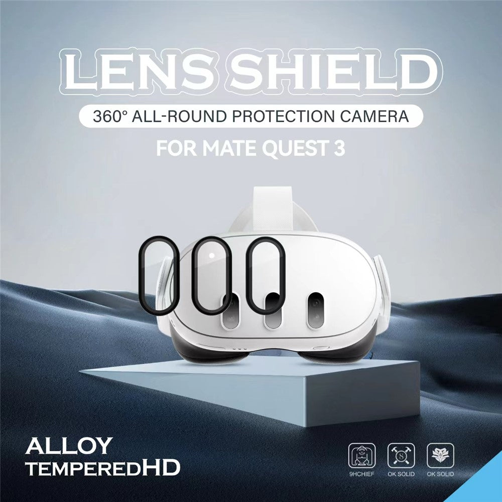 3Pcs For Meta Quest 3 VR Headset HD Tempered Glass Lens Protector Film