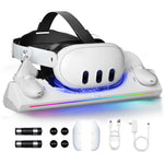 Q6-3 Charging Dock Station for Meta Quest 3 , 30W Fast Charging Stand with RGB Light