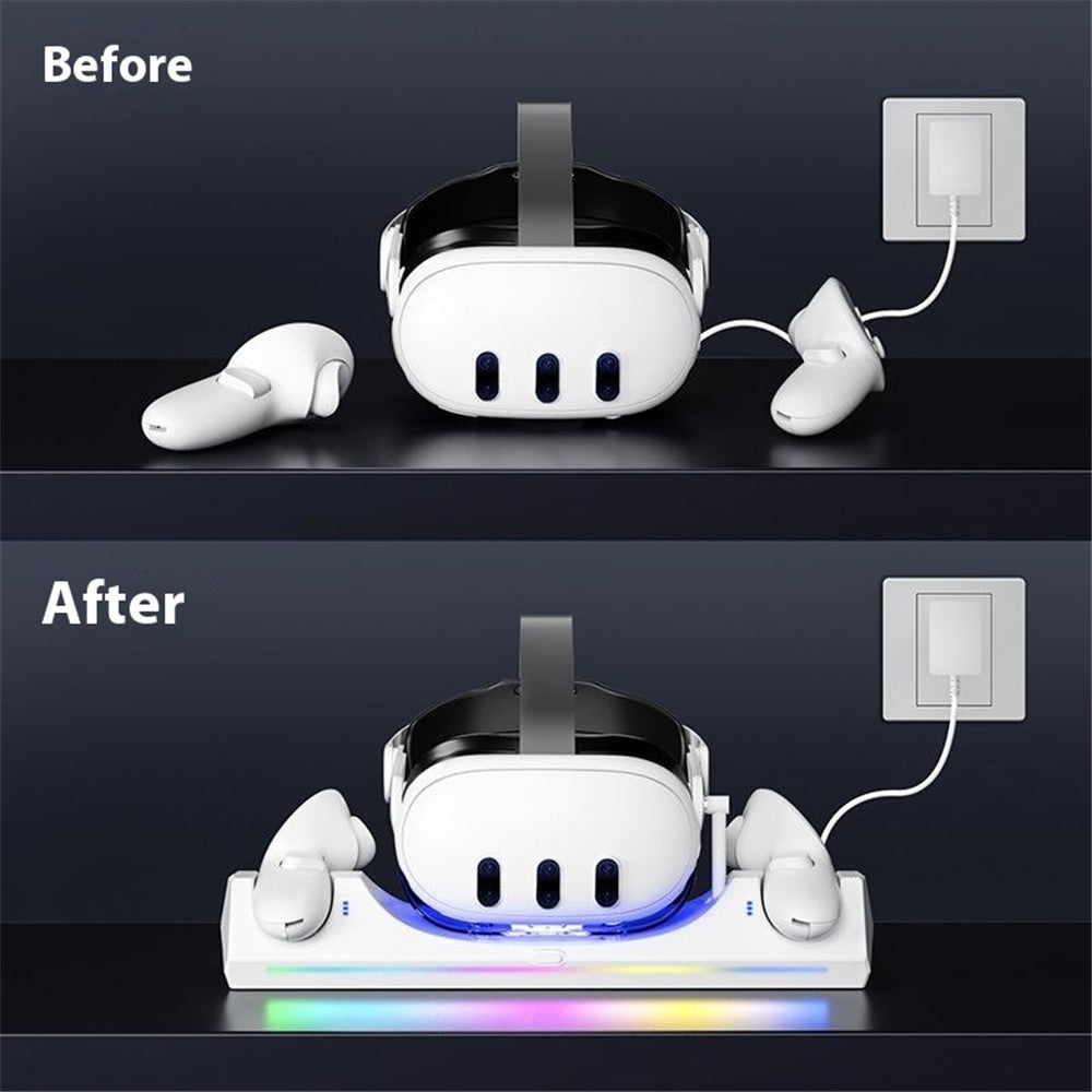 Q6-3 Charging Dock Station for Meta Quest 3 , 30W Fast Charging Stand with RGB Light
