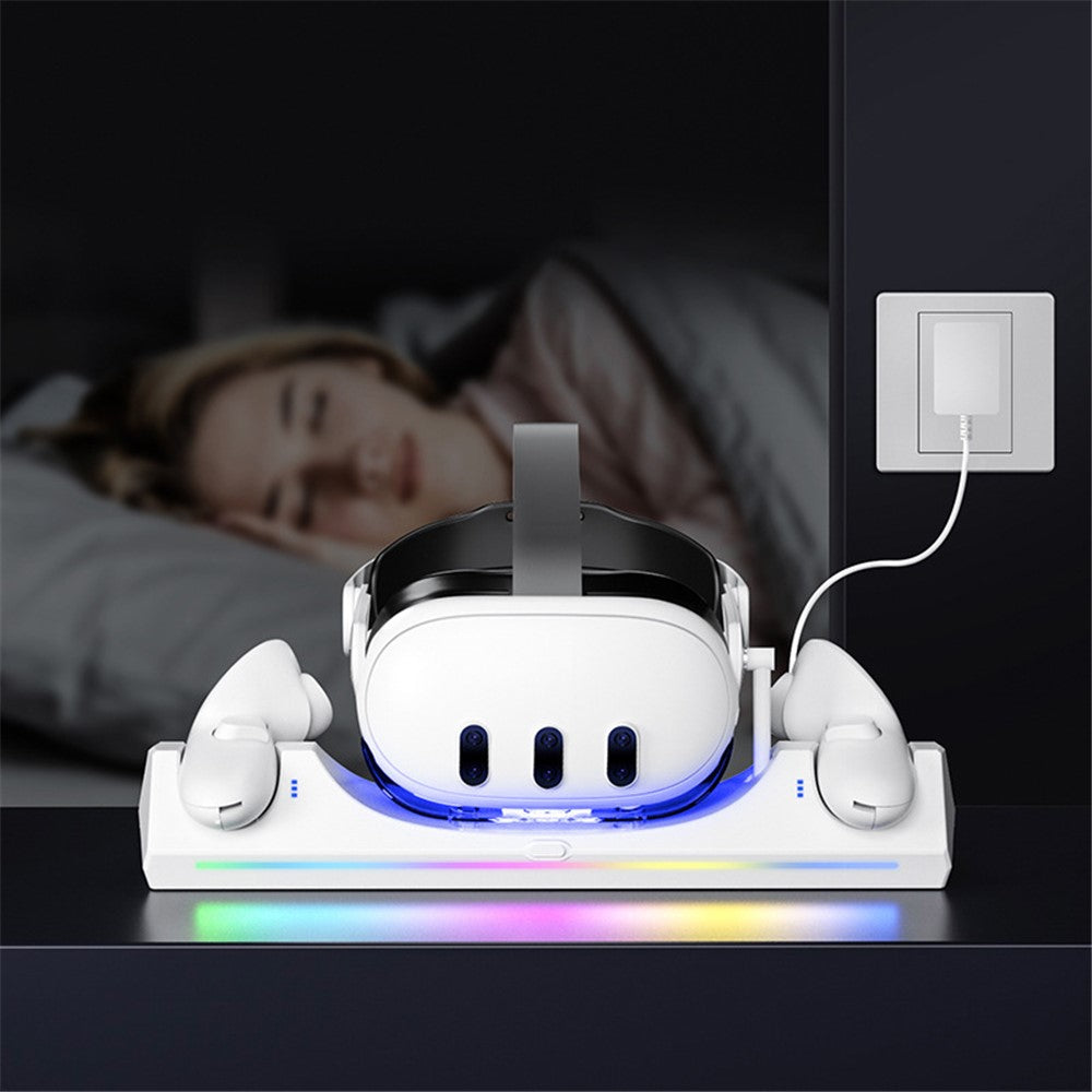 Q6-3 Charging Dock Station for Meta Quest 3 , 30W Fast Charging Stand with RGB Light