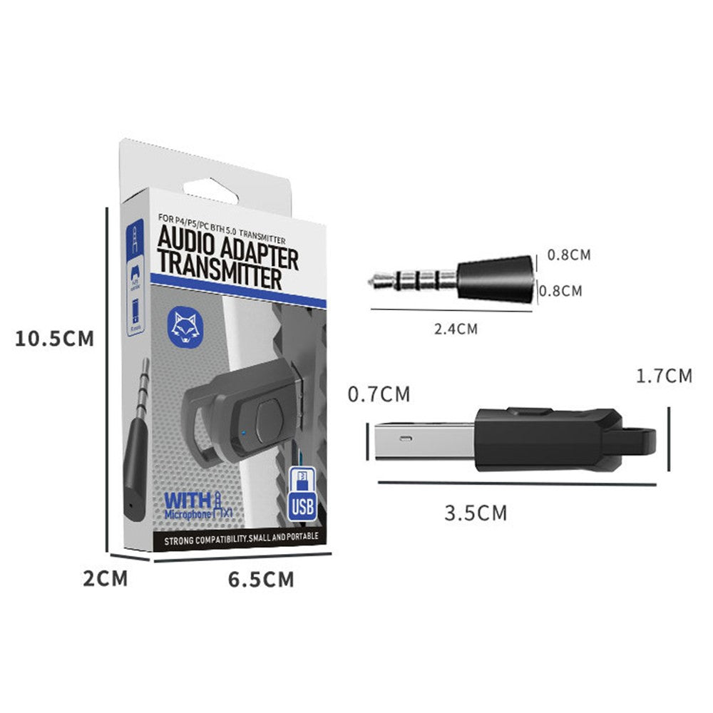 HONSON HS-PS5101 Til Sony PS5 / PS4 / PC til hovedtelefon Bluetooth-kompatibel USB 3.5mm lydsender trådløs modtager