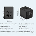 HH904 Verdensomspændende Rejseopladningsadapter Stikdåsekonverter med 2 USB + 2 Type-C