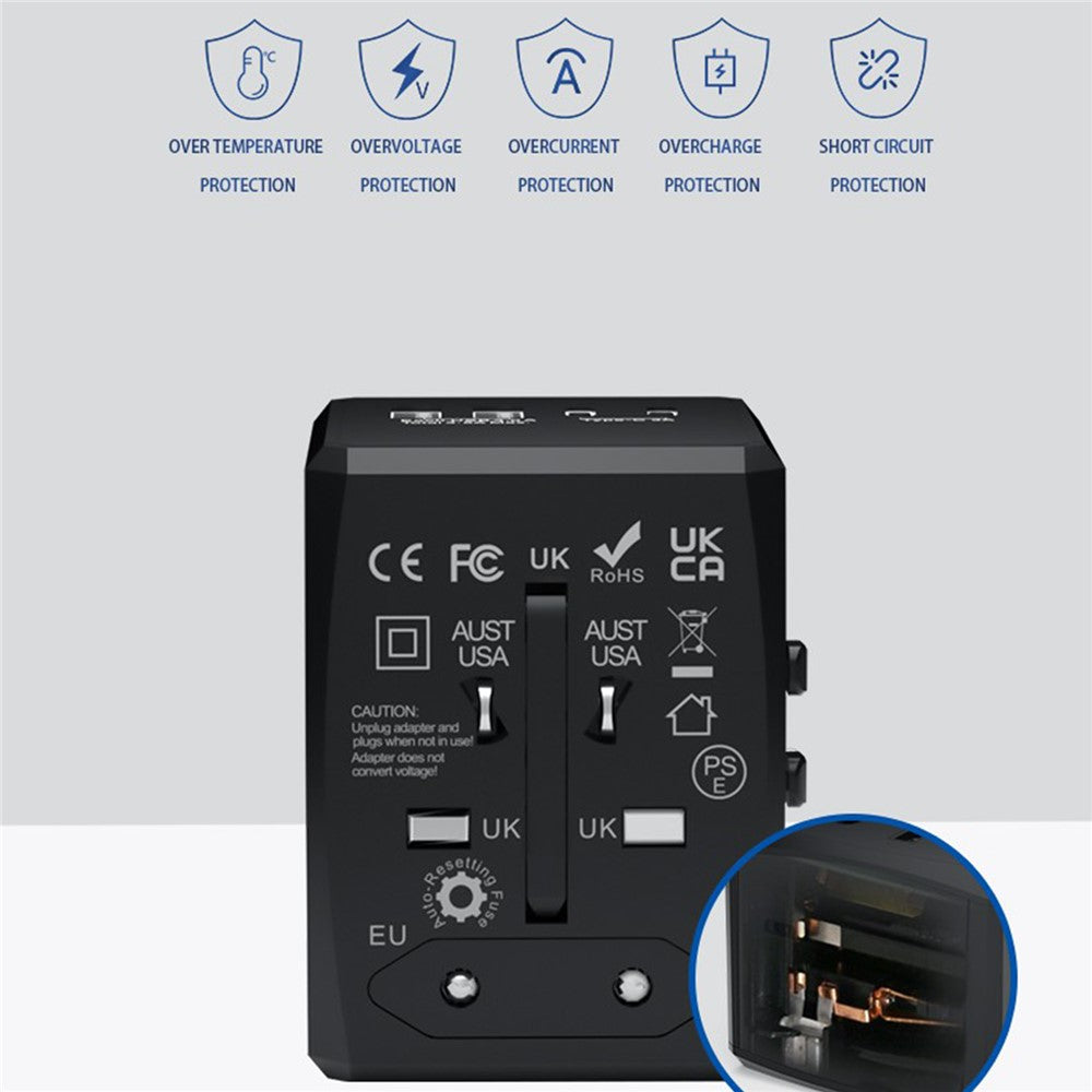 HH904 Worldwide Travel Power Adapter 2 QC + 2 PD Ports Fast Charging Wall Charger Plug Converter