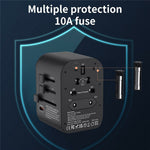 HHT906 PD 65W GaN Worldwide Travel Power Adapter 2xUSB+3xType-C Wall Charger Plug Converter