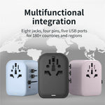 HHT906 PD 65W GaN Worldwide Travel Power Adapter 2xUSB+3xType-C Wall Charger Plug Converter