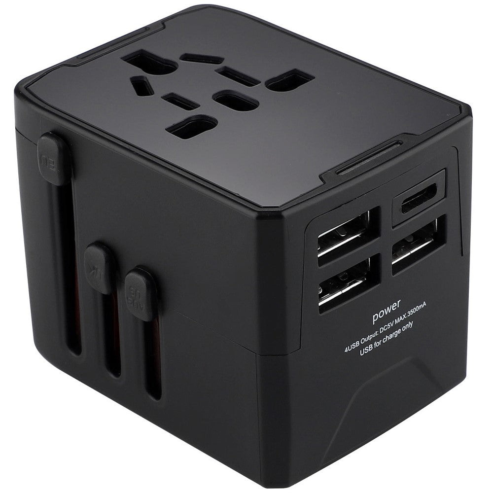 HHT520 Universal Global Travel Power Adapter Type-C + 3xUSB Charger Plug Converter