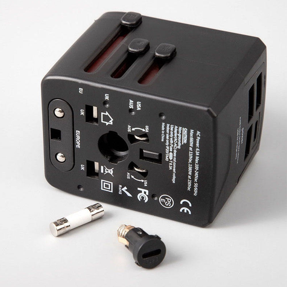 HHT520 Universal Global Travel Power Adapter Type-C + 3xUSB Charger Plug Converter