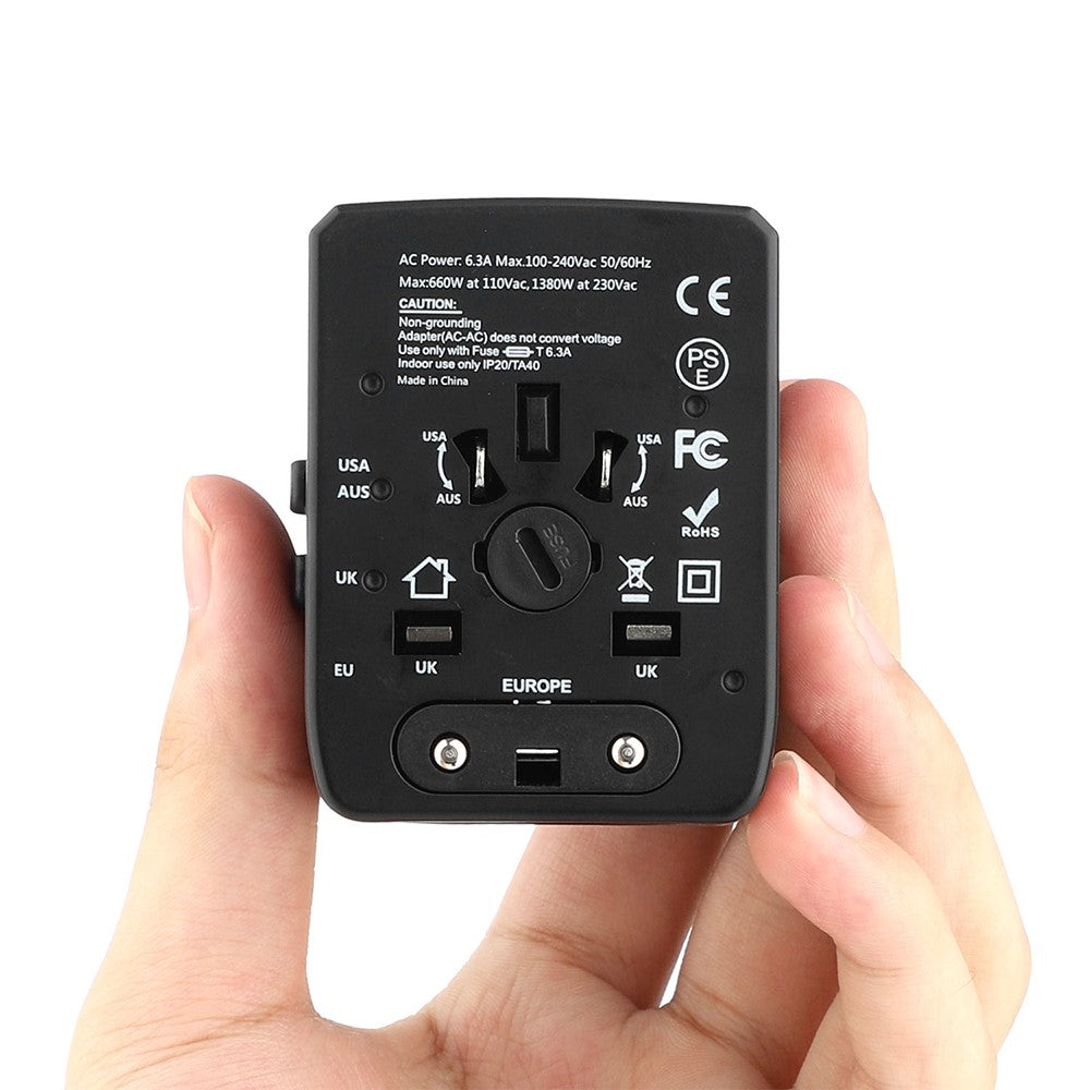 HHT520 Universal Global Travel Power Adapter Type-C + 3xUSB Charger Plug Converter