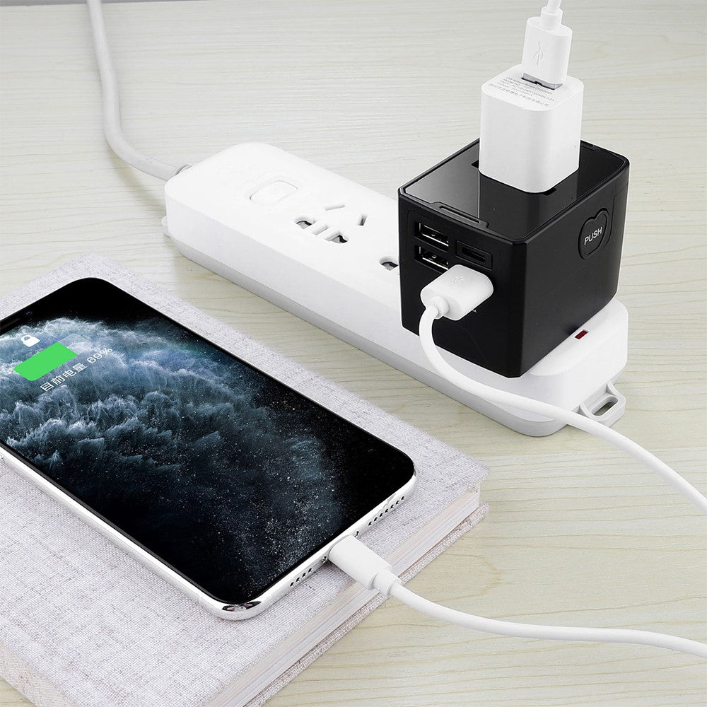 HHT520 Universal Global Travel Power Adapter Type-C + 3xUSB Charger Plug Converter