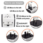 HHT525 Universal Global Travel Power Adapter 3 USB Ports Charger Plug Converter