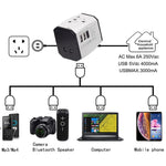 HHT525 Universal Global Travel Power Adapter 3 USB Ports Charger Plug Converter
