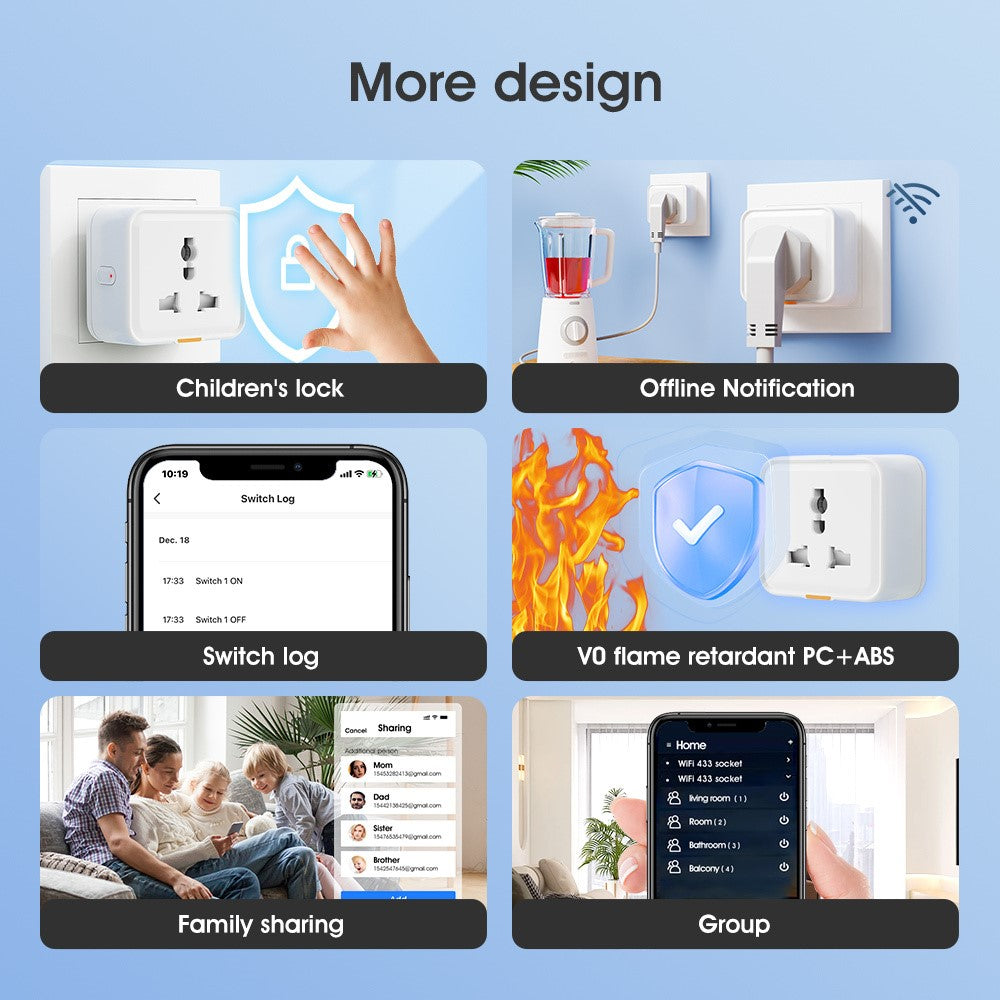MG-CZ107W Smart Home WiFi-stikkontakt Tuya APP Stemmestyring Timerstik, EU-stik