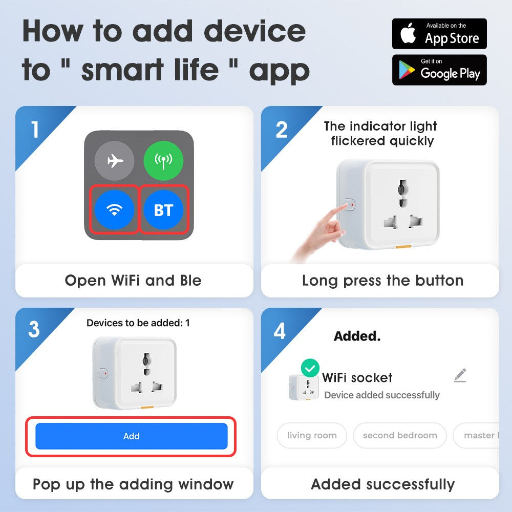 MG-CZ107W Smart Home WiFi-stikkontakt Tuya APP Stemmestyring Timerstik, EU-stik