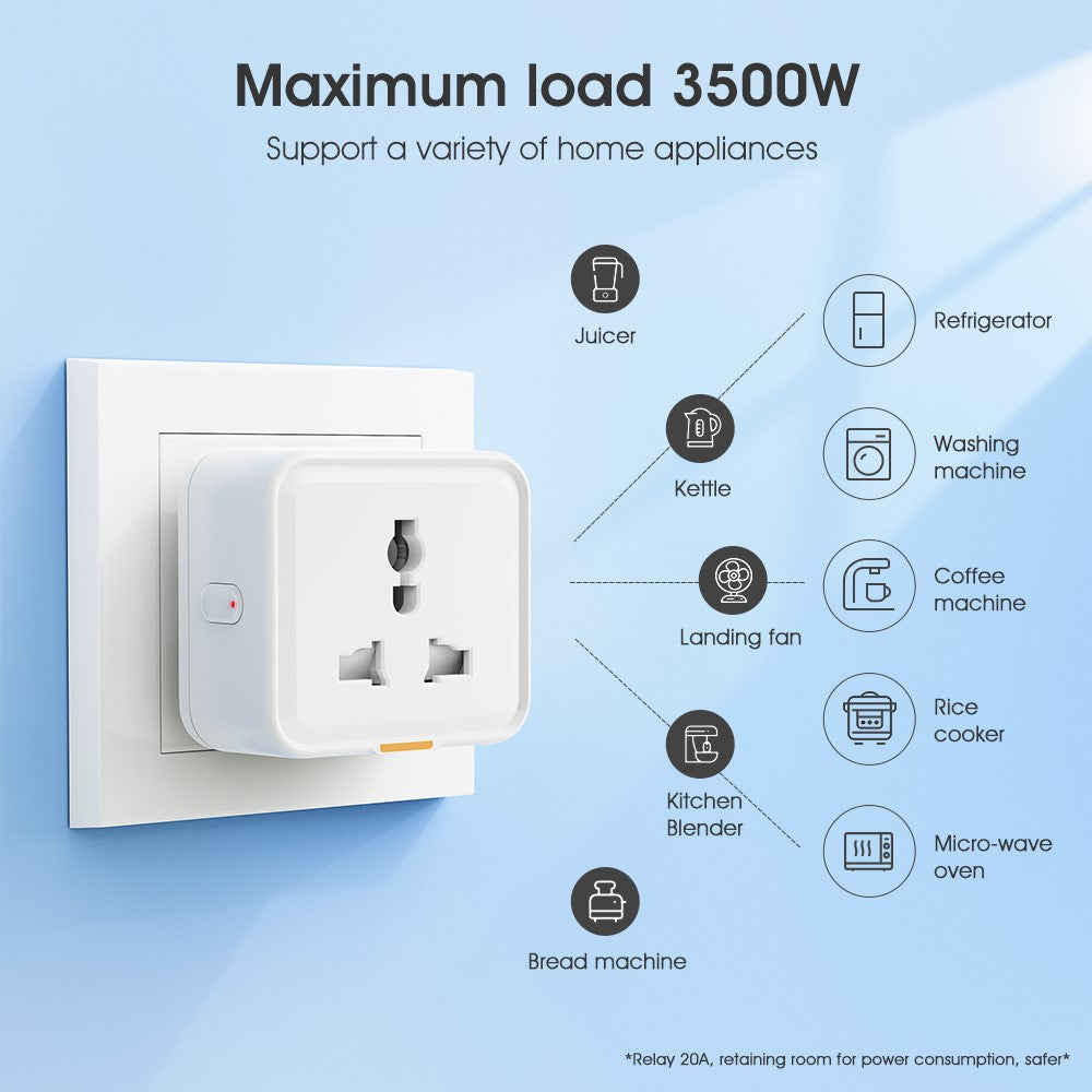 MG-CZ107W Smart Home WiFi-stikkontakt Tuya APP Stemmestyring Timerstik, EU-stik