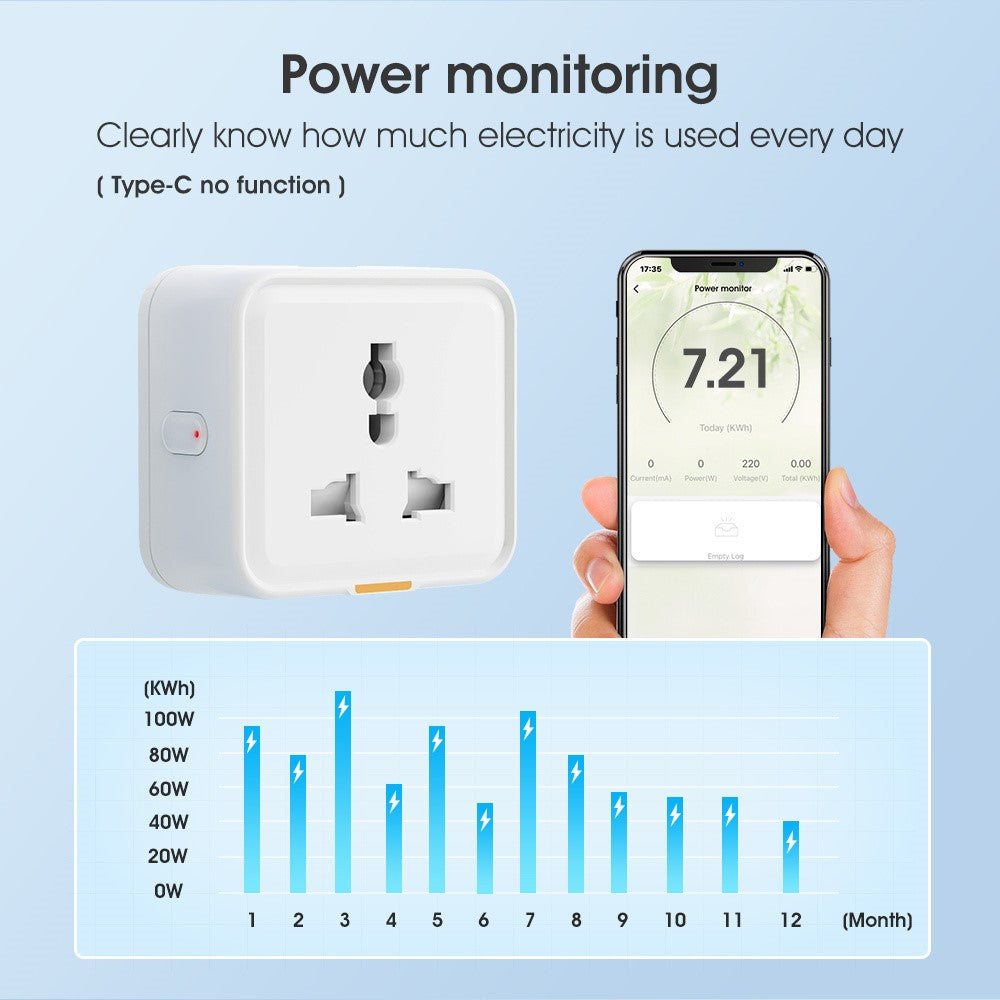 MG-CZ107W Smart Home WiFi-stikkontakt Tuya APP Stemmestyring Timerstik, EU-stik