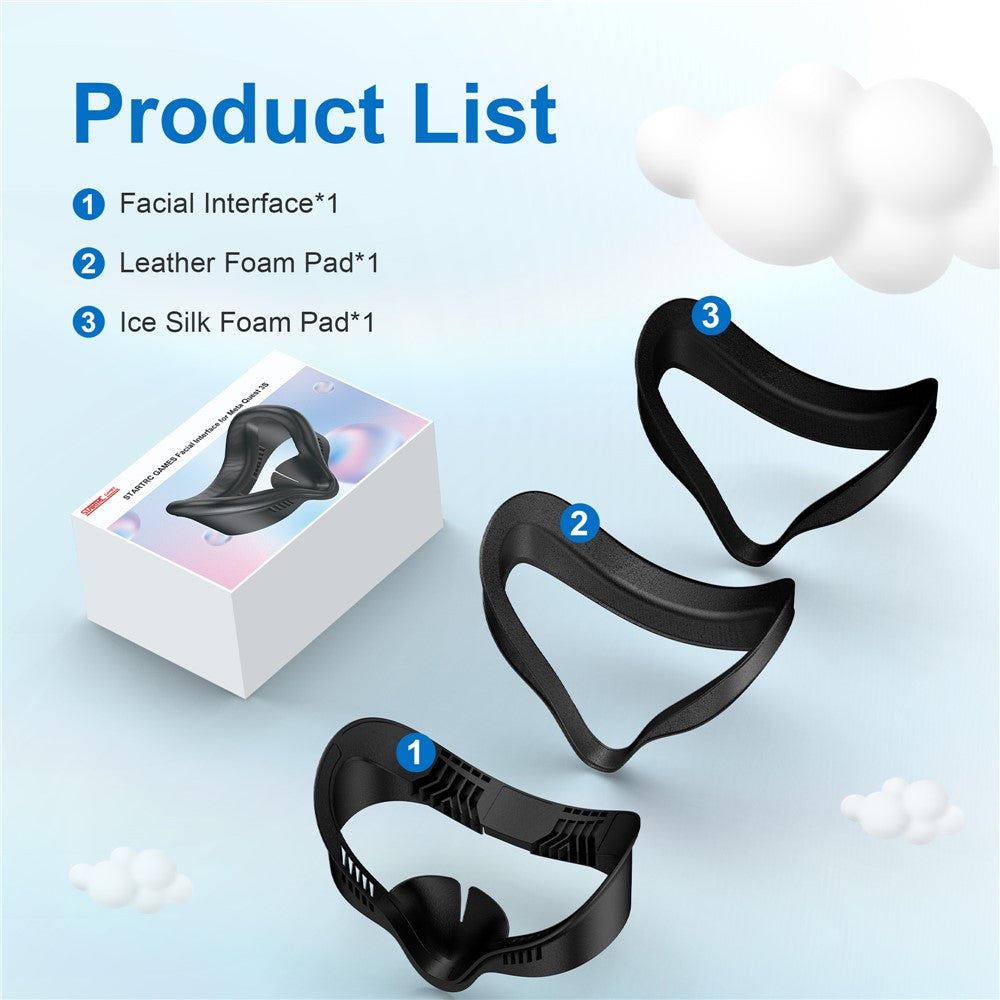 STARTRC GAMES For Meta Quest 3S VR Face Mask Leather  /  Lycra Foam Pad Breathable Face Cover
