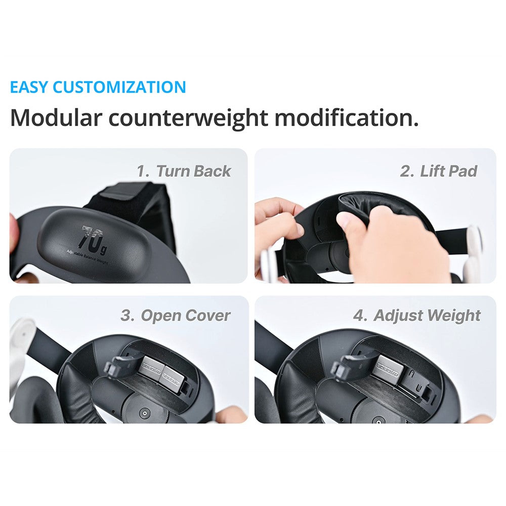 BOBOVR E3 til Meta Quest 3S / Quest 3 VR Headset Hovedstrop Ergonomisk Erstatningspandebånd