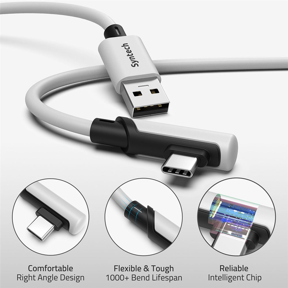SYNTECH 5m USB A to USB C L Shaped VR Link Cable for Meta Quest 3S / Quest 3 / Quest 2 / Pro / Pico 4 PC VR Gaming Data Cord