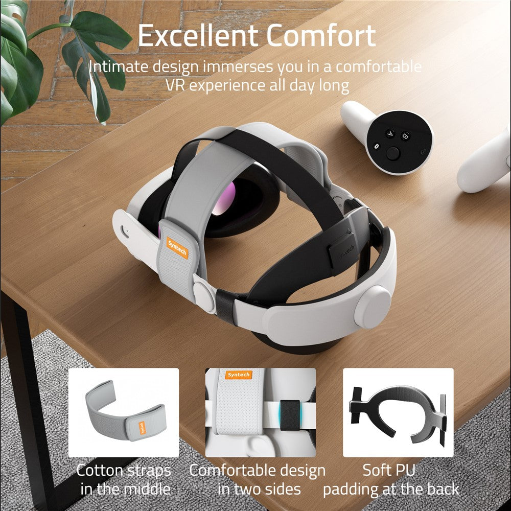 SYNTECH SYNM049P VR Headset-rem til Meta Quest 3 / 3S Justerbar Hovedbøjle Aftagelig Hovedrem