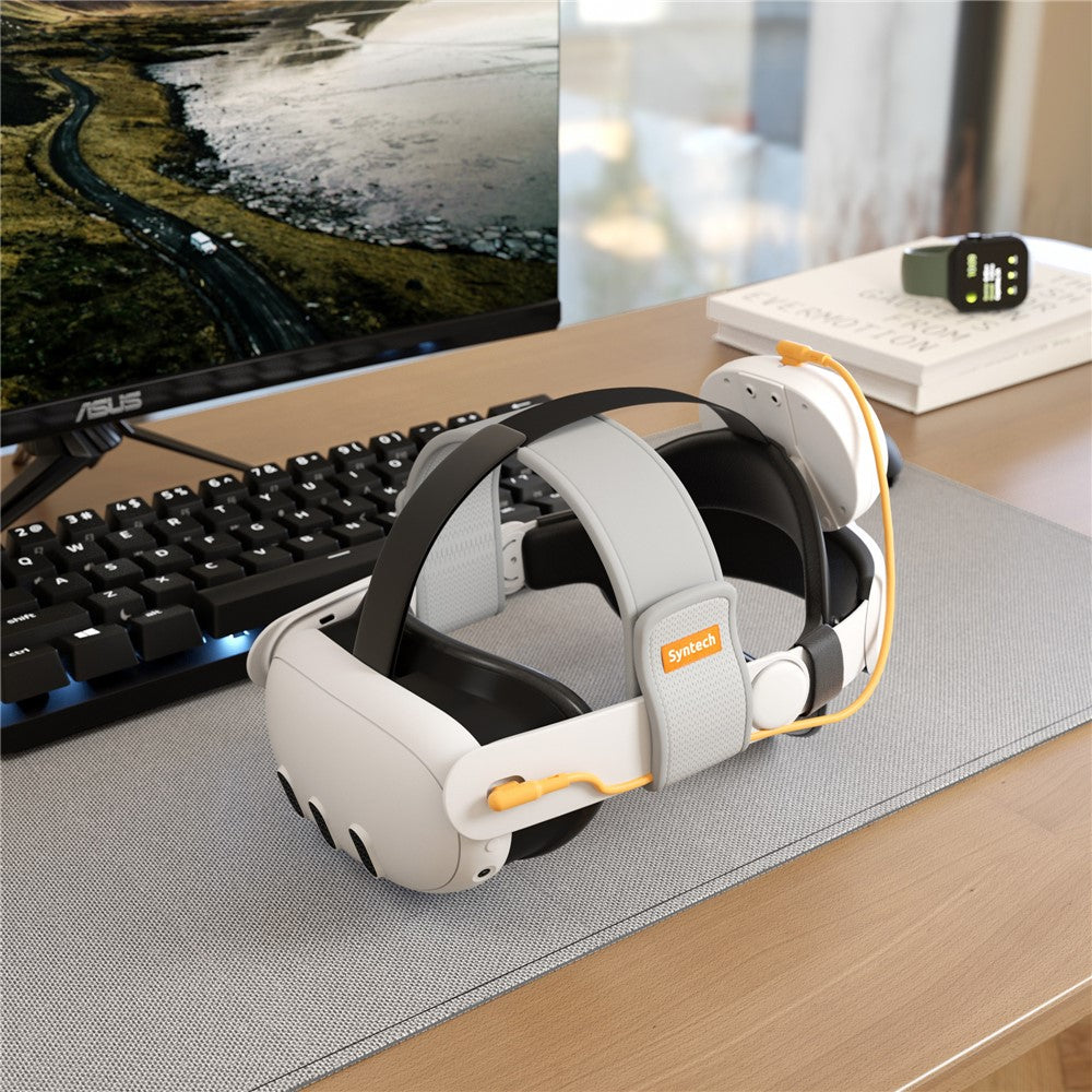 SYNTECH VR Headset Batteri Hovedrem til Meta Quest 3 / 3S Forlænget Spilletid Justerbar Hovedbøjle