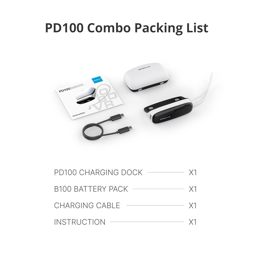 BOBOVR PD100 combo 30W Fast Charging Dock Built-in USB-C Cable with BOBOVR B100 10000mAh Battery Pack