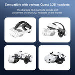 STARTRC GAMES Til Meta Quest 3 / 3S Opladerdockingstation med to batterier, RGB-stemningslys, holder til VR-headset