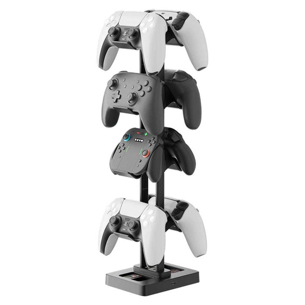 IPLAY HBS-2846 Gamepad-opbevaringsstativ, 8 controllere, ladestation til PS5 PS4 Xbox Switch Pro, skrivebordsorganisator med kabelstyring