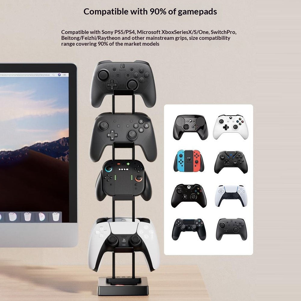 IPLAY HBS-2846 Gamepad-opbevaringsstativ, 8 controllere, ladestation til PS5 PS4 Xbox Switch Pro, skrivebordsorganisator med kabelstyring