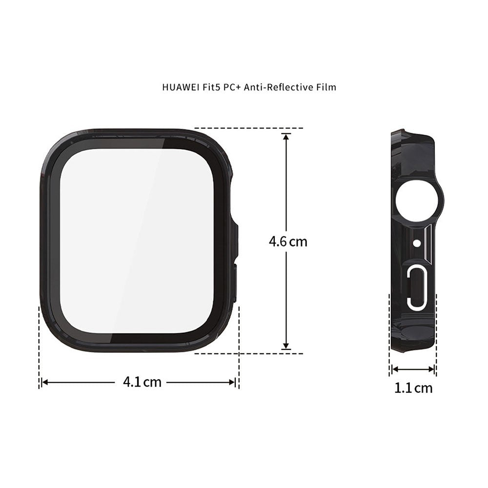 Til Huawei Watch Fit 5 Watch PC-etui med hærdet glas skærmbeskytter 2 i 1 fuld dækning