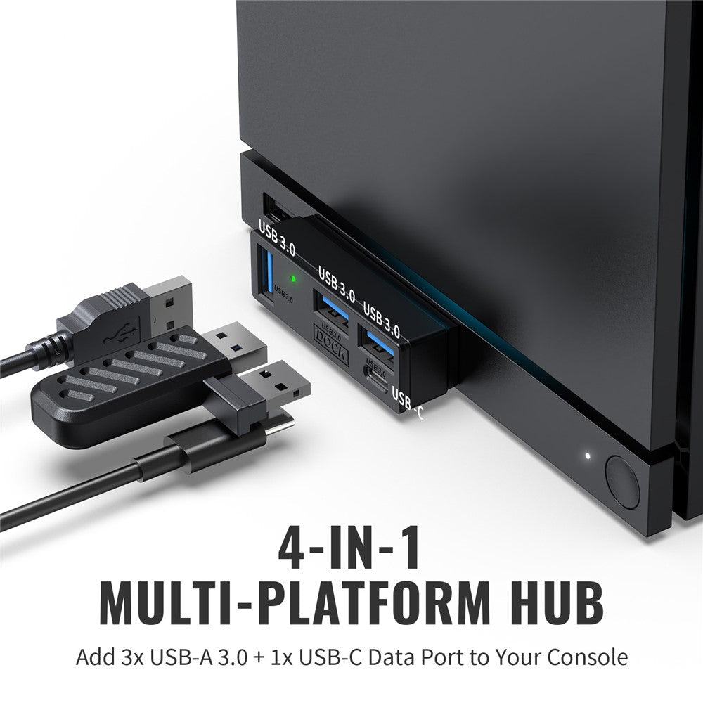 JYS SDM007 4-in-1 USB Hub 3x USB-A 3.0 + 1x USB-C 5Gbps Mini Dock for Steam Machine  /  PS5  /  PC