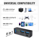 JYS SDM007 4-in-1 USB Hub 3x USB-A 3.0 + 1x USB-C 5Gbps Mini Dock for Steam Machine  /  PS5  /  PC