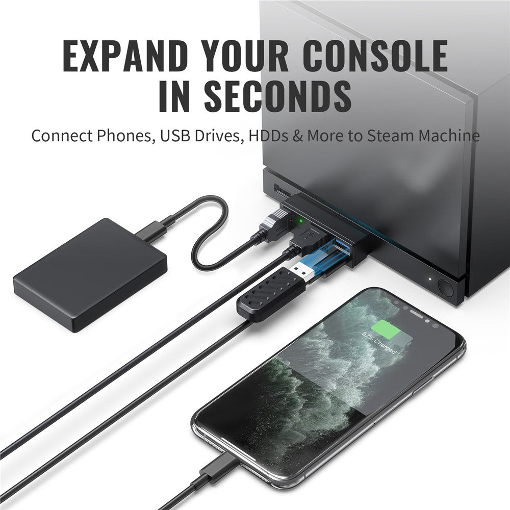 JYS SDM007 4-in-1 USB Hub 3x USB-A 3.0 + 1x USB-C 5Gbps Mini Dock for Steam Machine  /  PS5  /  PC