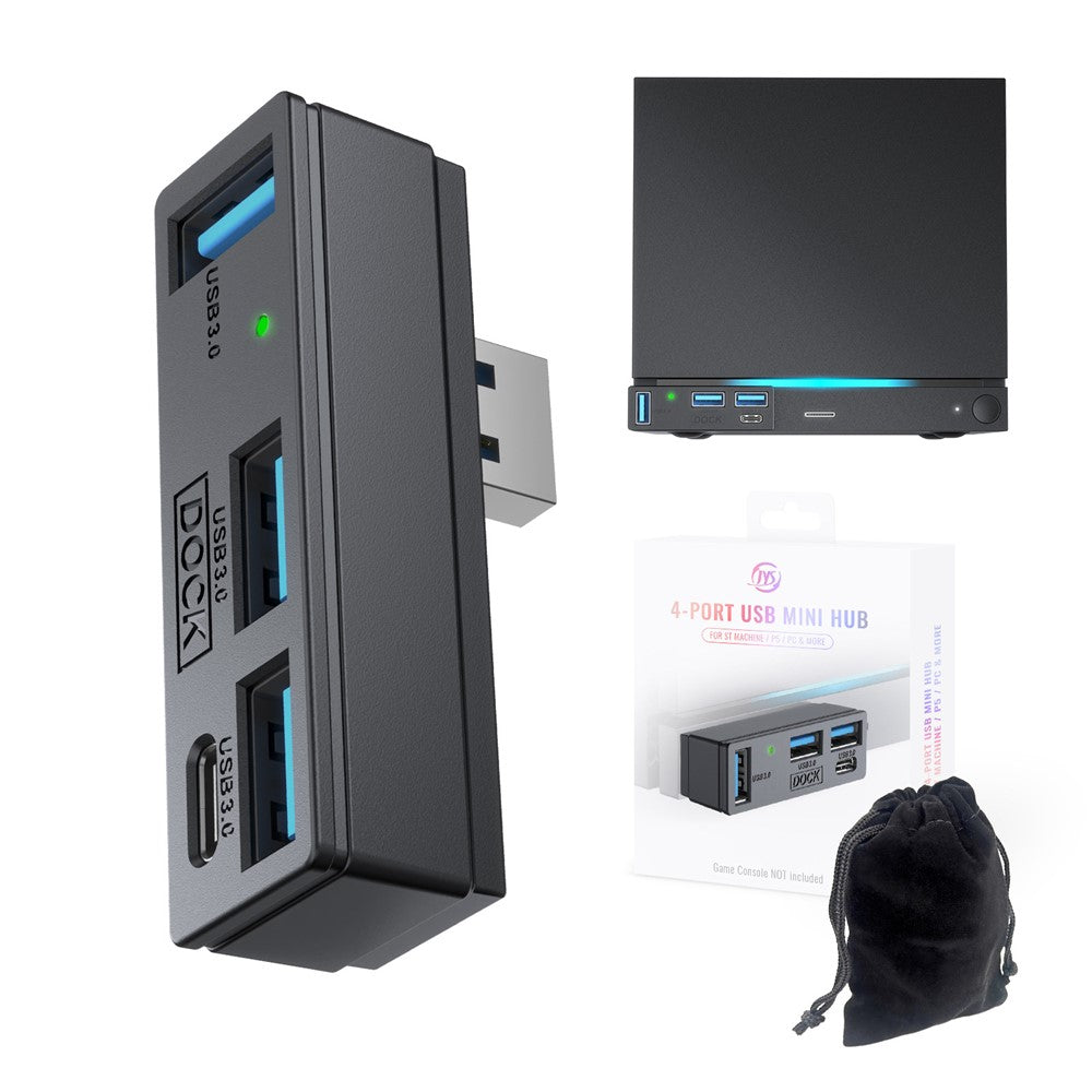 JYS SDM007 4-in-1 USB Hub 3x USB-A 3.0 + 1x USB-C 5Gbps Mini Dock for Steam Machine  /  PS5  /  PC