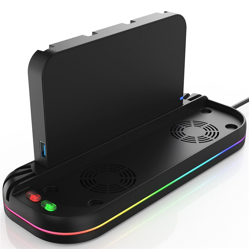 YZC-529 Multifunctional Joy-Con Charging Dock for Nintendo Switch 2 Magnetic 4 Slots Game Card Storage Cooling Fan Charging Station with RGB Lighting