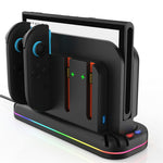 YZC-529 Multifunctional Joy-Con Charging Dock for Nintendo Switch 2 Magnetic 4 Slots Game Card Storage Cooling Fan Charging Station with RGB Lighting