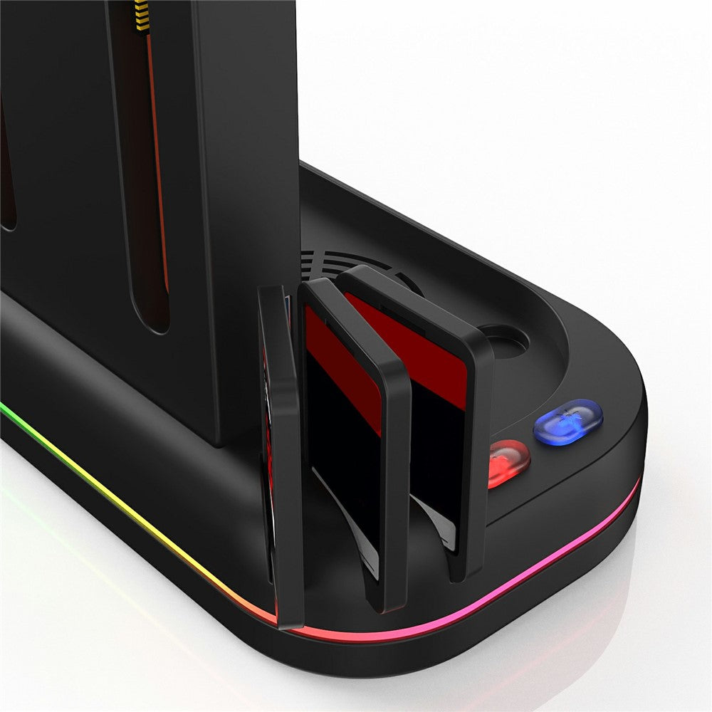 YZC-529 Multifunctional Joy-Con Charging Dock for Nintendo Switch 2 Magnetic 4 Slots Game Card Storage Cooling Fan Charging Station with RGB Lighting