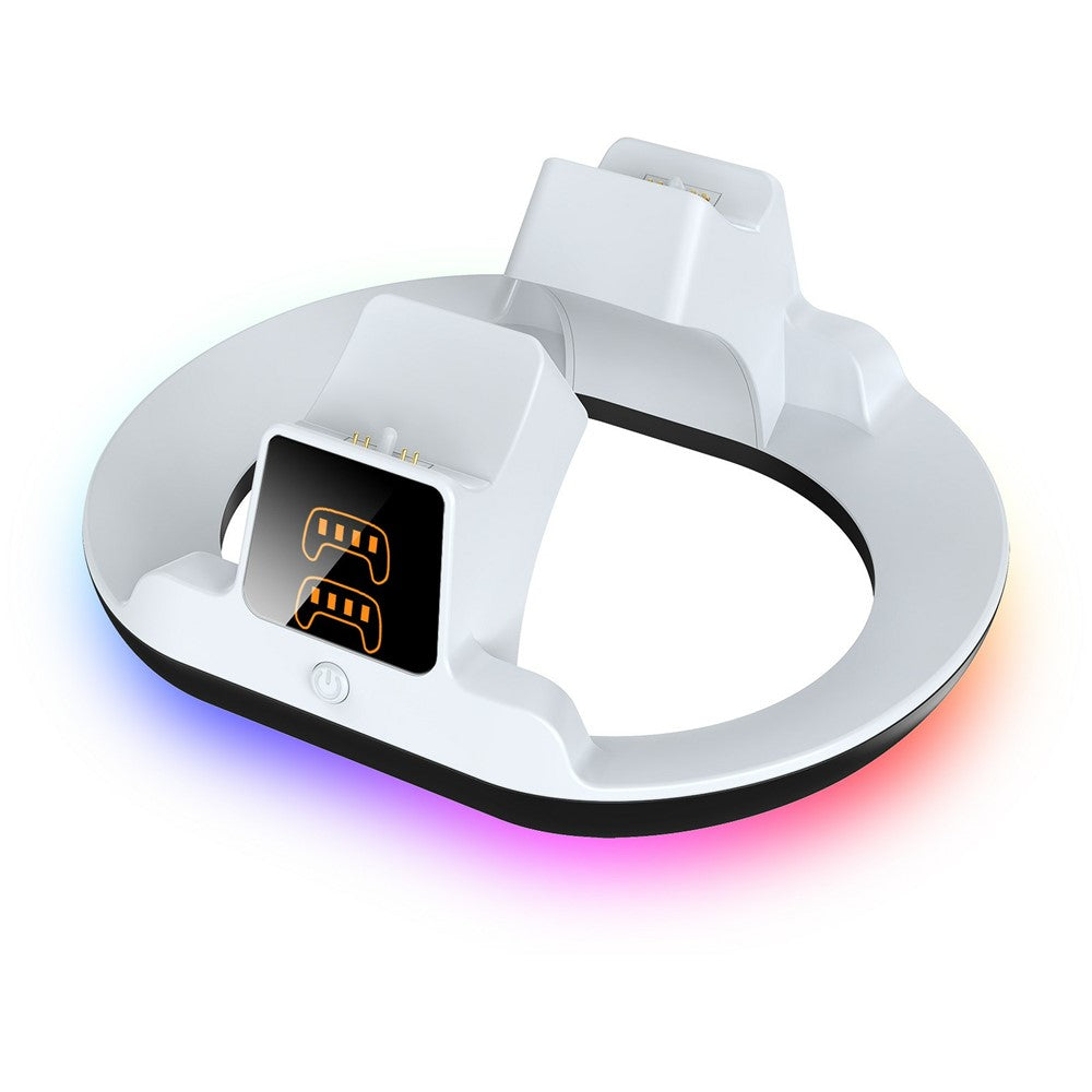 YZC-523 Dual Charging Stand for PS5  /  PS5 Edge Controller RGB Lighting LED Display Fast Charge Dock Station