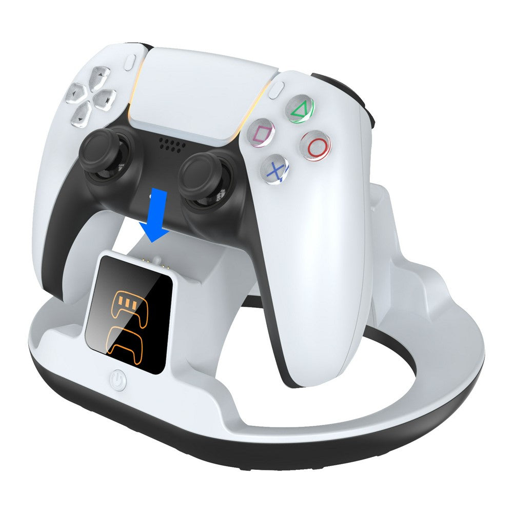 YZC-523 Dual Charging Stand for PS5  /  PS5 Edge Controller RGB Lighting LED Display Fast Charge Dock Station