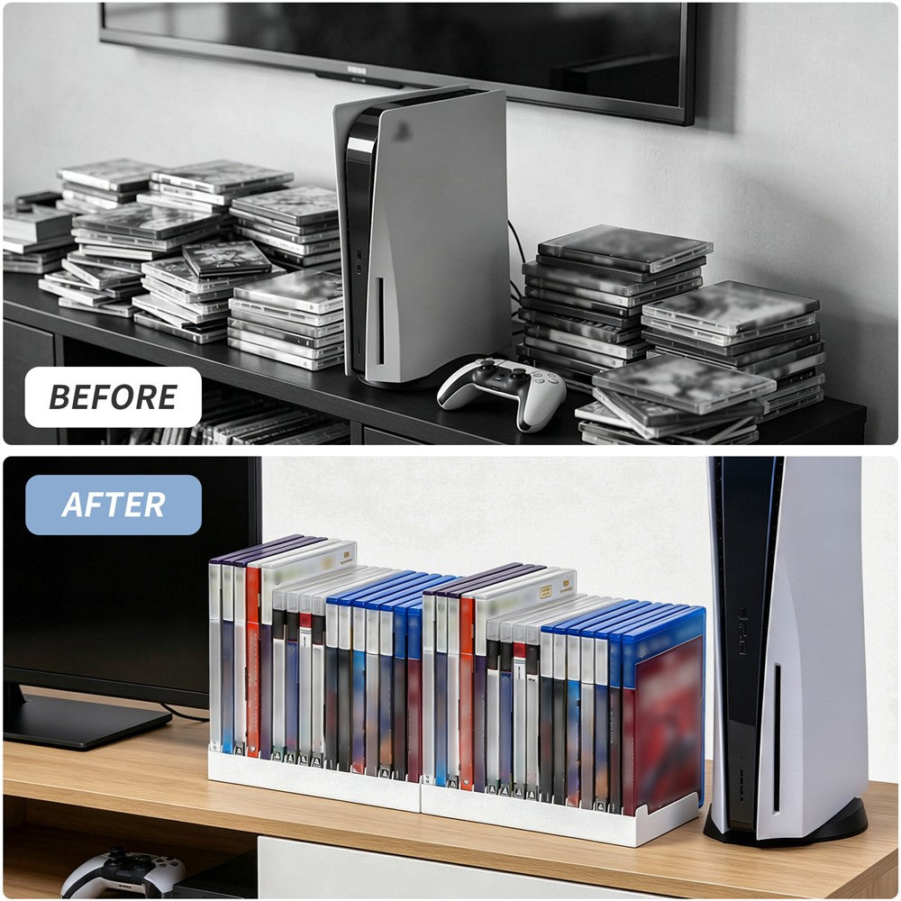 8026 16-i-1 spilskivelagerorganisator til PS5 / PS4 / Nintendo Switch Universal Disc Holder skrivebordsstativ