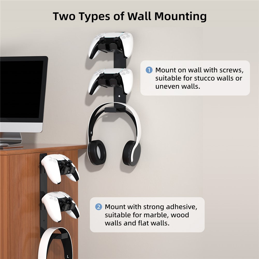 8023 Game Controller Headphone Wall Mount Stand Desktop Organizer for PS4 / PS5 / Xbox Gaming Accessories Holder