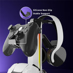 8006 RGB Gaming Controllerholder med hovedtelefonstativ USB-opladerporte 360 graders roterbar skrivebordsorganisator