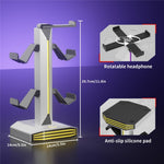 8006 RGB Gaming Controllerholder med hovedtelefonstativ USB-opladerporte 360 graders roterbar skrivebordsorganisator