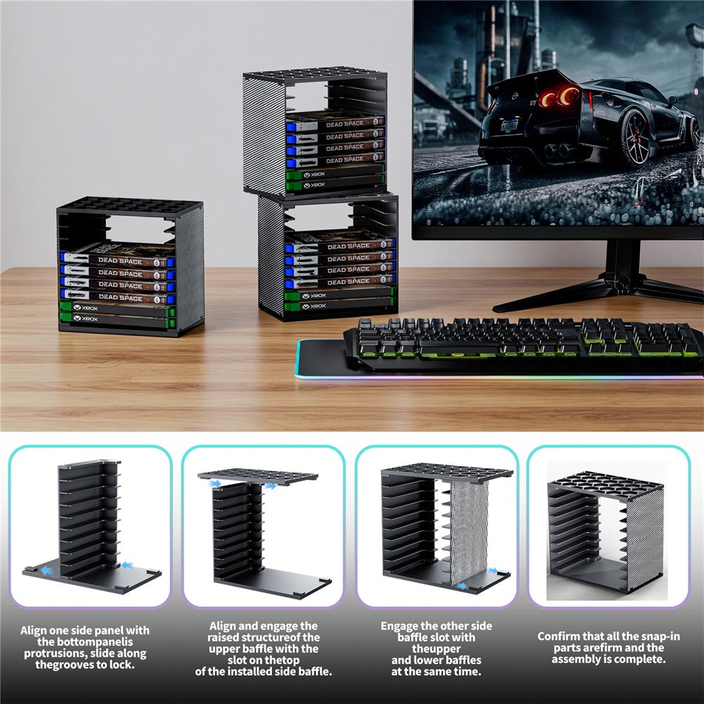 8056 2Pcs Game Disc Storage Tower DIY Modular for Nintendo Switch  /  PS5  /  PS4  /  Xbox Game Cartridge Organizer