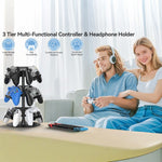 8002 3-Tier Game Controller Stand for Xbox / PS5 / Nintendo Switch 360 Degree Rotating Multi-Functional Gaming Controller & Headphone Holder