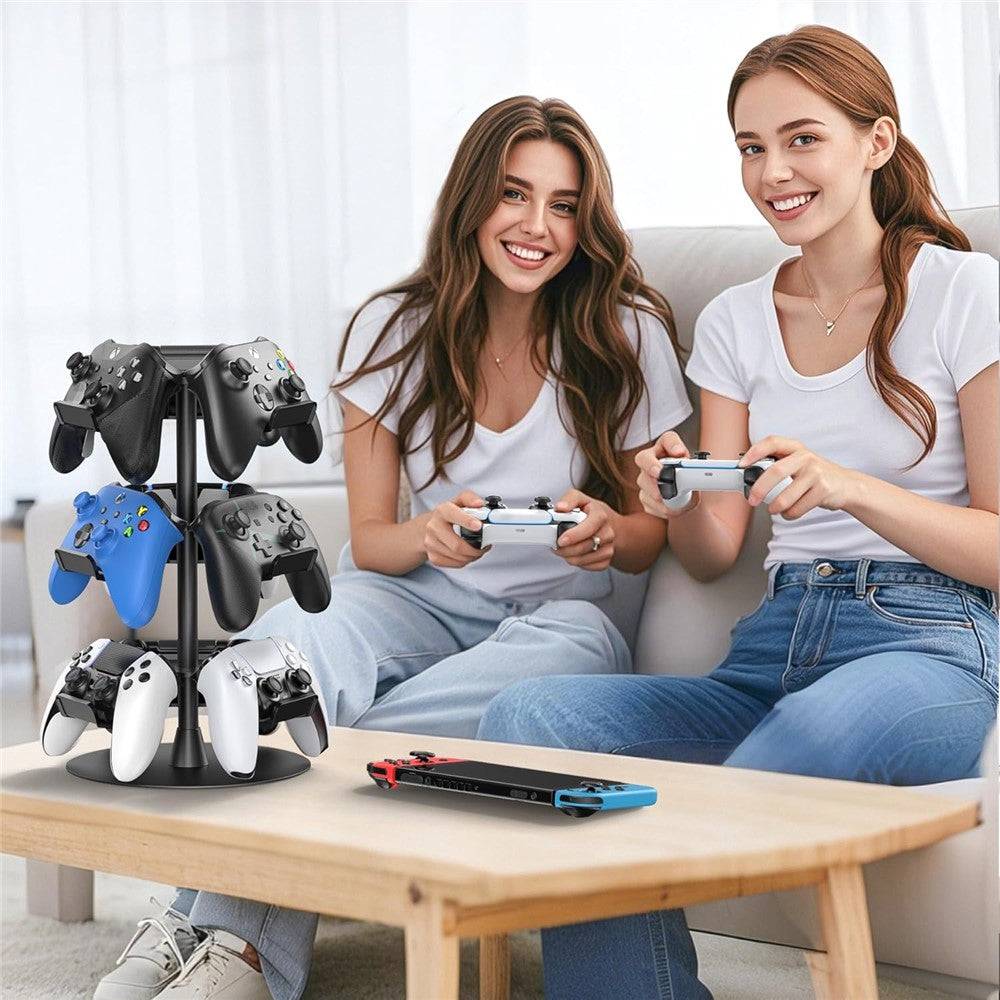 8002 3-Tier Game Controller Stand for Xbox / PS5 / Nintendo Switch 360 Degree Rotating Multi-Functional Gaming Controller & Headphone Holder