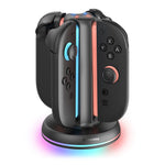 TRANSNOVO S73-002 4-in-1 Charging Dock for Nintendo Switch 2 Joy-Con Controllers RGB LED Touch Control Type-C Fast Charging Station