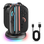TRANSNOVO S73-002 4-in-1 Charging Dock for Nintendo Switch 2 Joy-Con Controllers RGB LED Touch Control Type-C Fast Charging Station