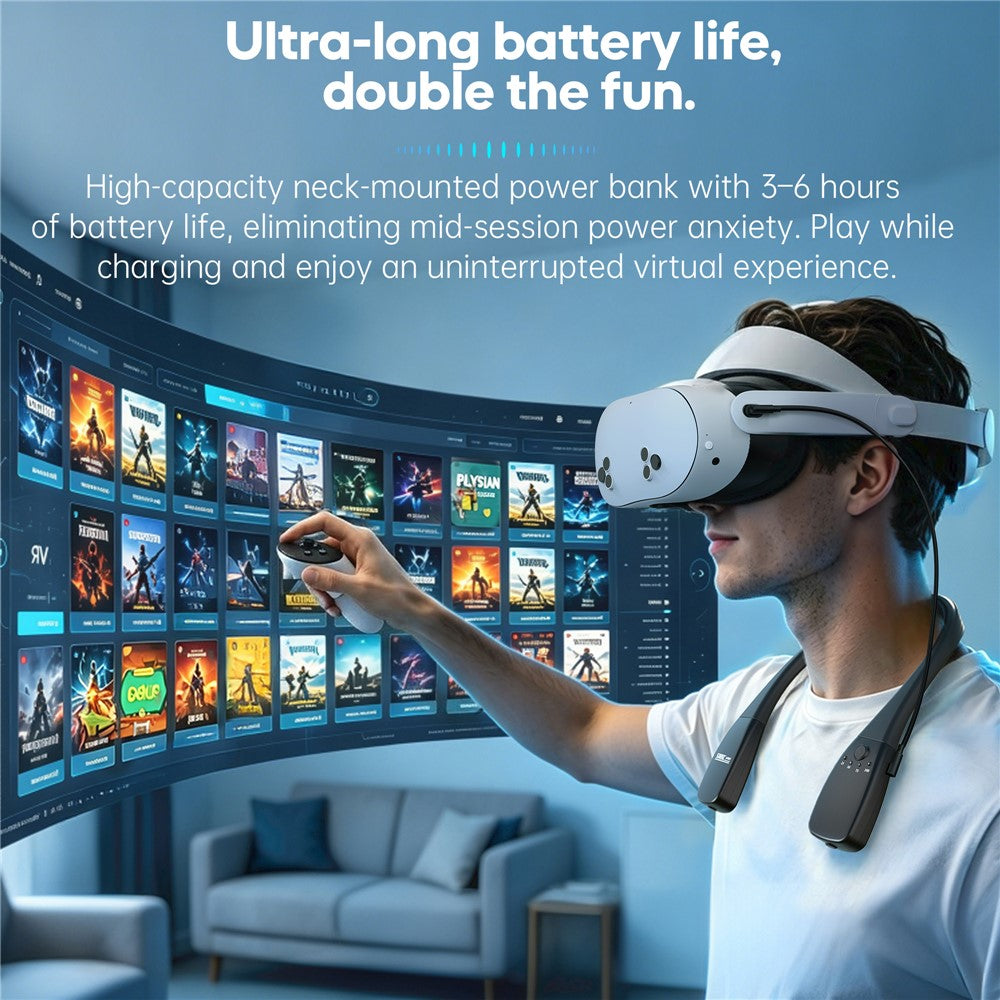 STARTRC GAMES 10000mAh Halsmonteret Power Bank til Meta Quest 3 / 3S / 2 / PICO 4 PD 18W Hurtigopladende VR Headset Batteripakke