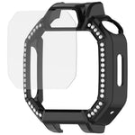Til Huawei Watch Kids X1 / X1 Pro Etui med rhinstensudsmykning, udhulet PC-urcover med skærmbeskyttelse af hærdet glas