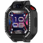 Til Huawei Watch Kids X1 / X1 Pro Etui med rhinstensudsmykning, udhulet PC-urcover med skærmbeskyttelse af hærdet glas